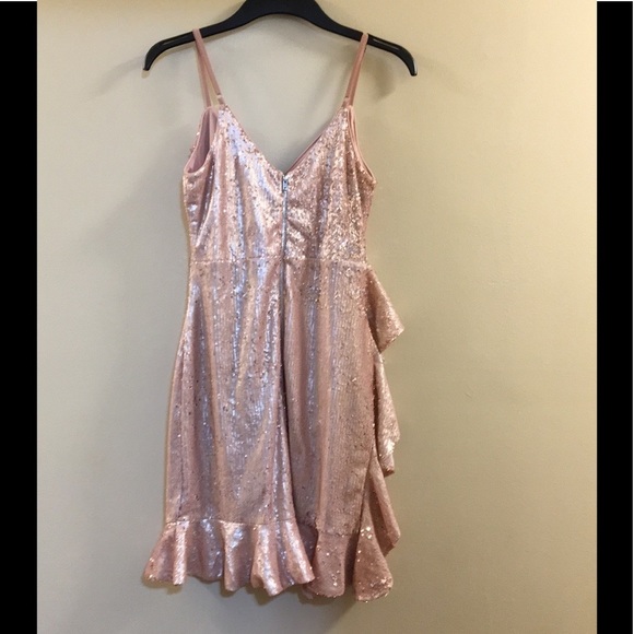 New Lulus Clementina Rose Gold Sequin Ruffled Dress ZZ - Picture 10 of 16